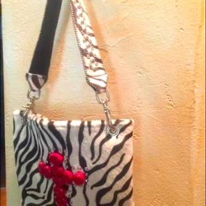 Zebra hide handbag